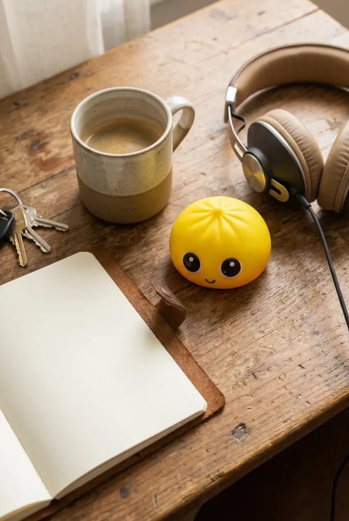 Dumpling Squishy Mystery Pop Grote Ogen op het bureau