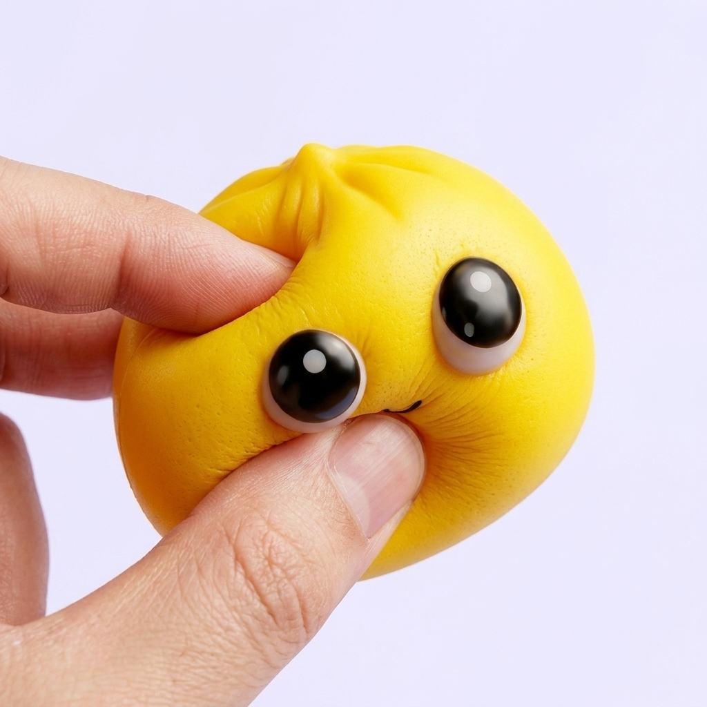 Dumpling Squishy Mystery Pop Grote Ogen — slow-rise effect, het schuim vert langzaam terug