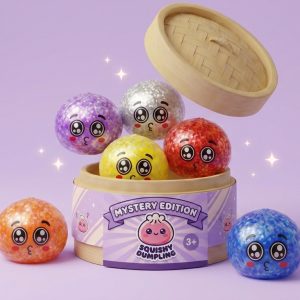 Squishy Dumpling Mystery Puppy Eyed Glitterhuid tijdens het knijpen, zacht materiaal