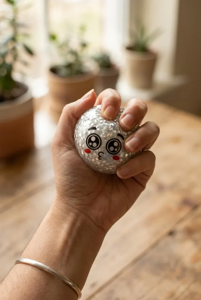 Squishy Dumpling Mystery Puppy Eyed Glitterhuid tijdens het knijpen