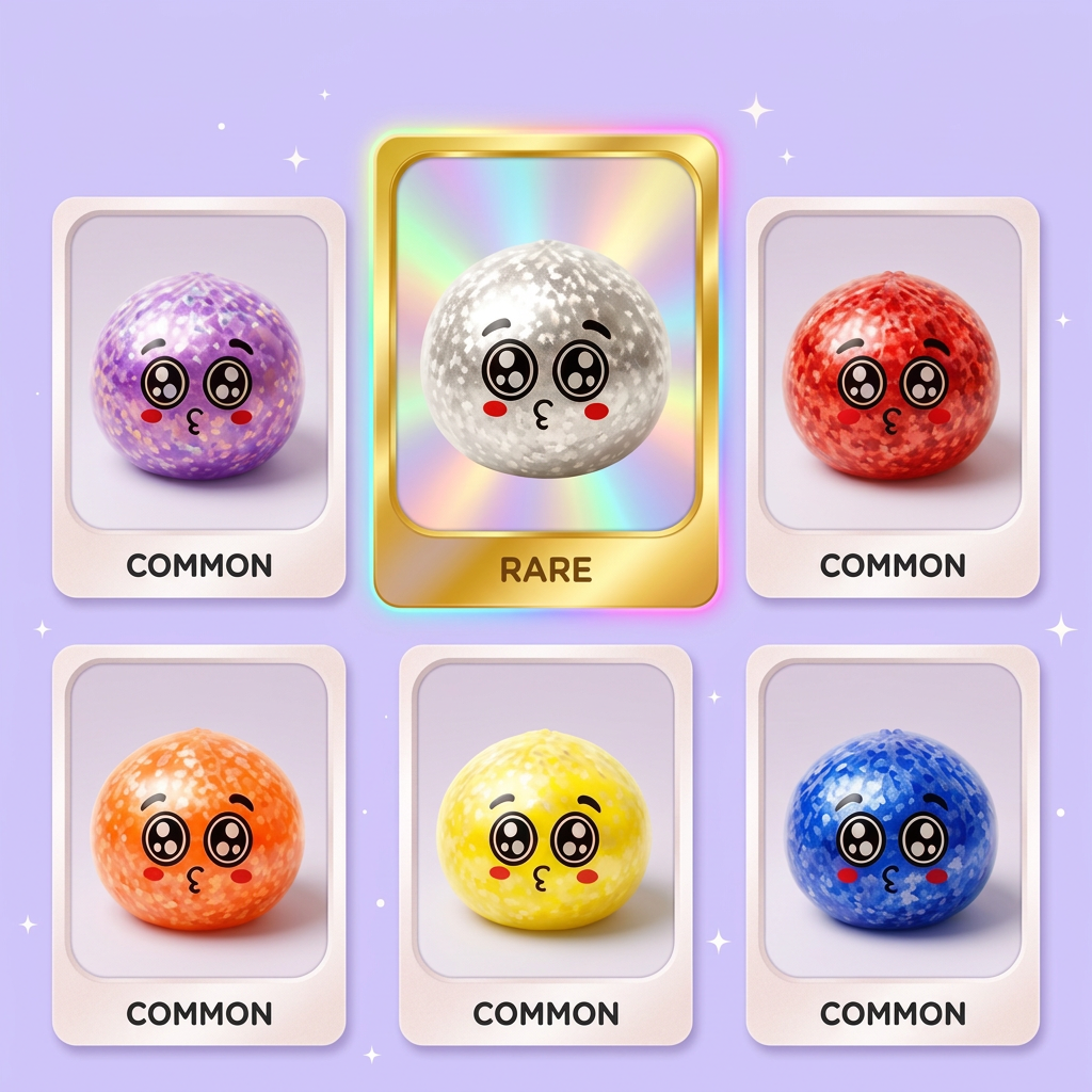 Squishy Dumpling Mystery Puppy Eyed Glitterhuid tijdens het knijpen, zacht materiaal