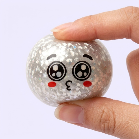 Squishy Dumpling Mystery Puppy Eyed Glitterhuid tijdens het knijpen, zacht materiaal