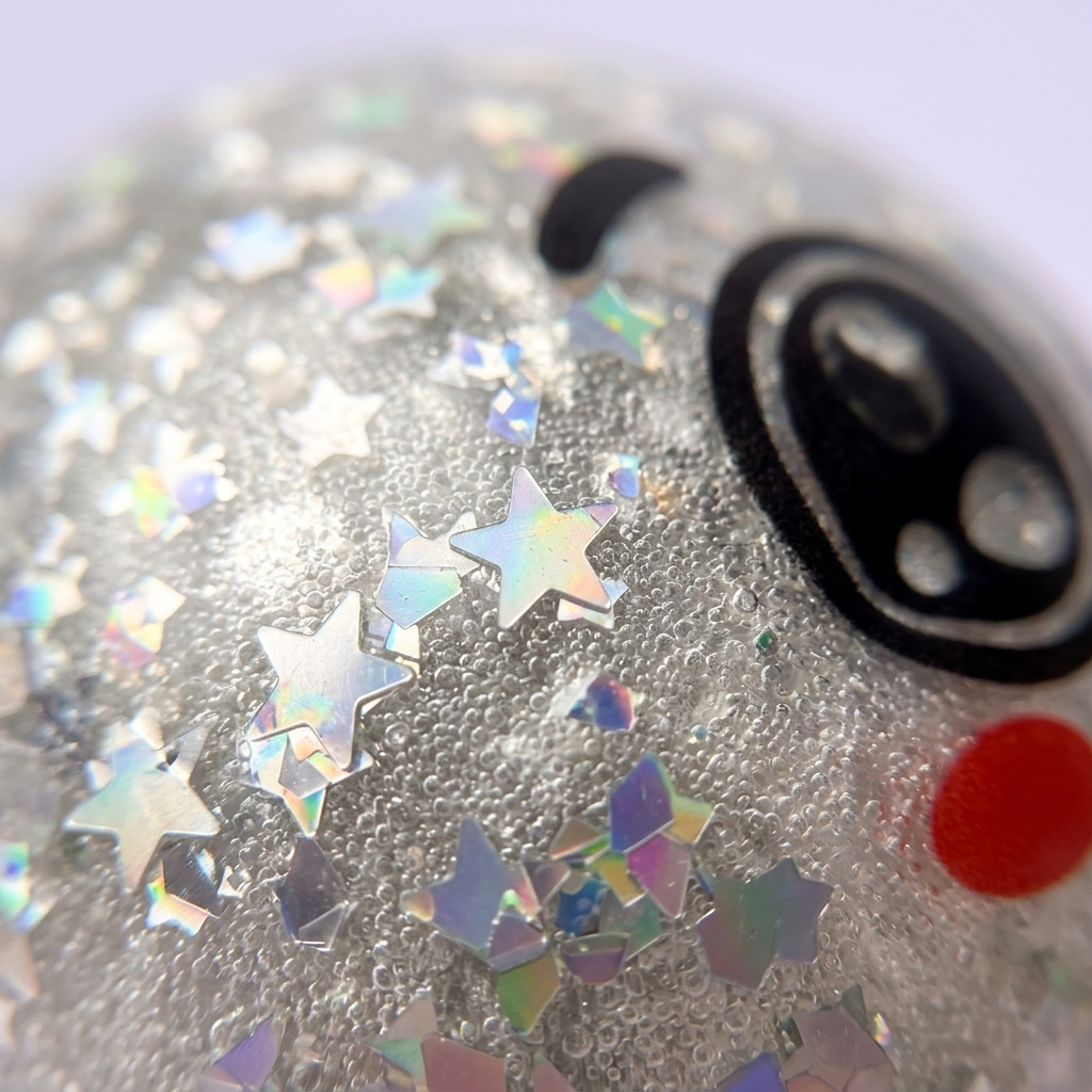 Squishy Dumpling Mystery Puppy Eyed Glitterhuid — macro-close-up van de textuur