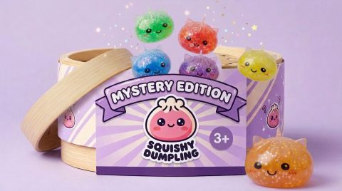 Squishy Dumpling Eenhoorn Mystery Glitter tijdens het knijpen, zacht materiaal