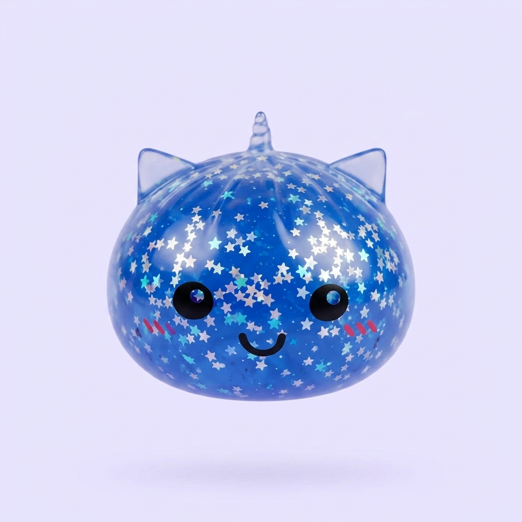 Squishy Dumpling Eenhoorn Mystery Glitter tijdens het knijpen, zacht materiaal