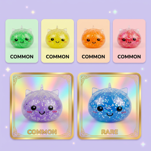 Squishy Dumpling Eenhoorn Mystery Glitter tijdens het knijpen, zacht materiaal