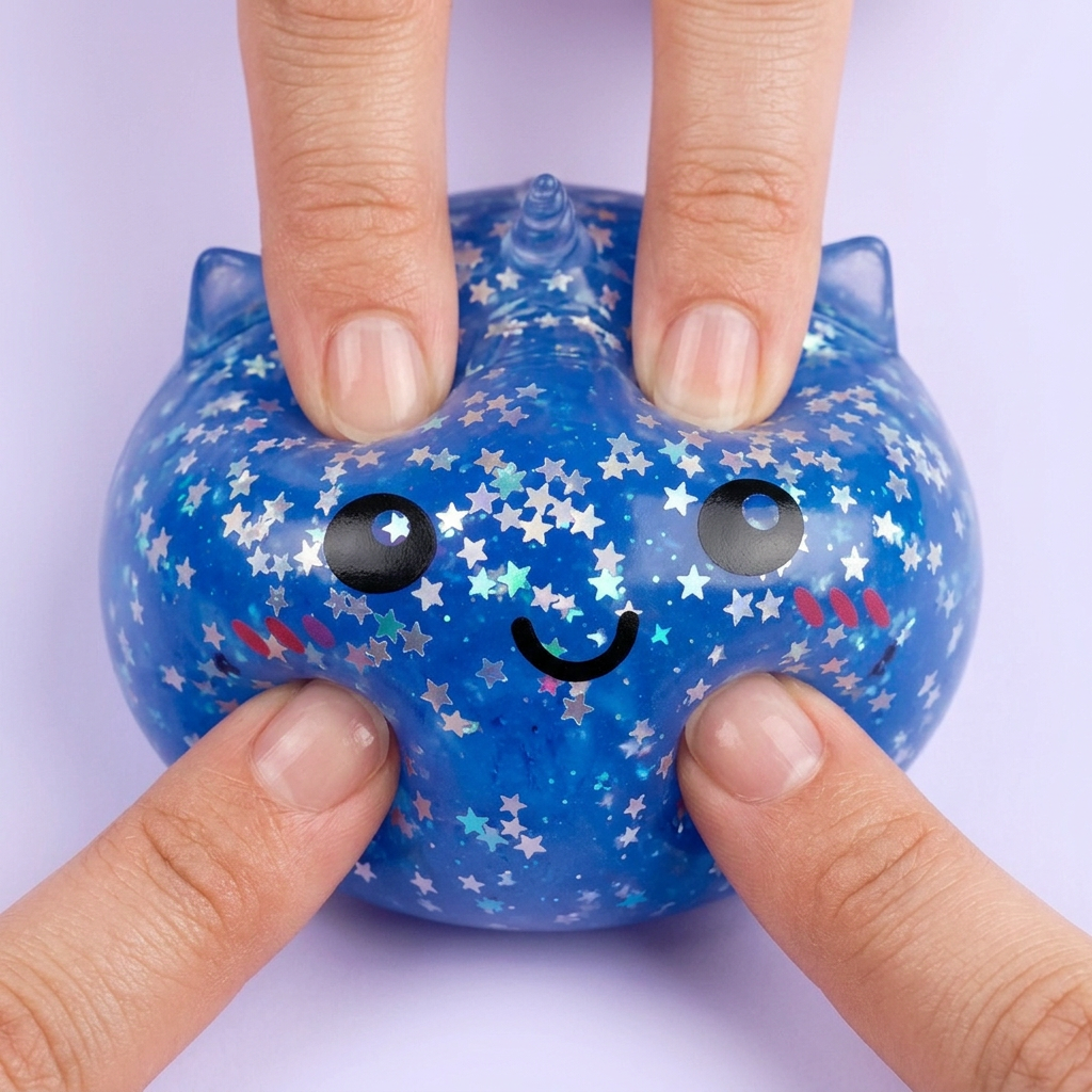 Squishy Dumpling Eenhoorn Mystery Glitter — slow-rise effect, het schuim vert langzaam terug