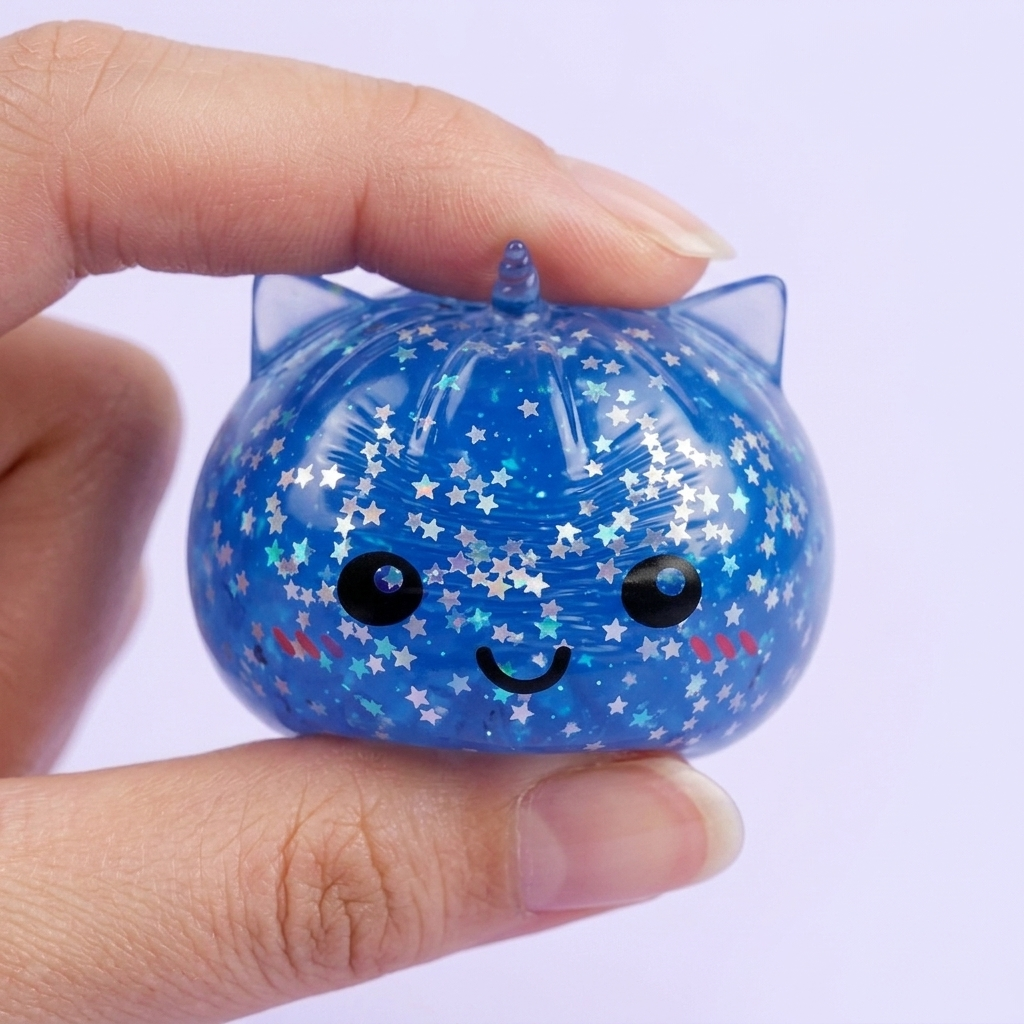 Squishy Dumpling Eenhoorn Mystery Glitter tijdens het knijpen, zacht materiaal