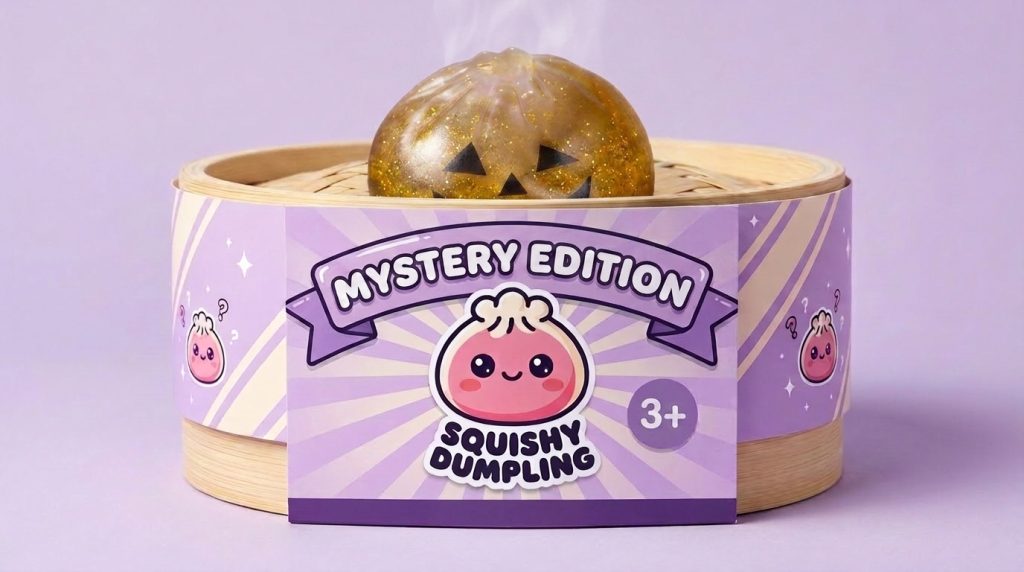 Squishy Dumpling Vampire Mystery Bloedrood in het bamboe stoommandje