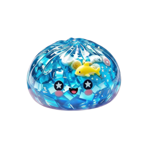 Squishy Dumpling Glitter Ocean Koraalrif tijdens het knijpen, zacht materiaal