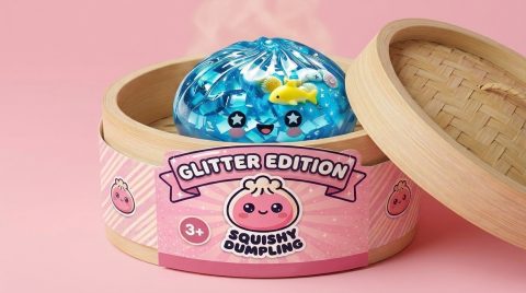 Squishy Dumpling Glitter Ocean Koraalrif in het bamboe stoommandje