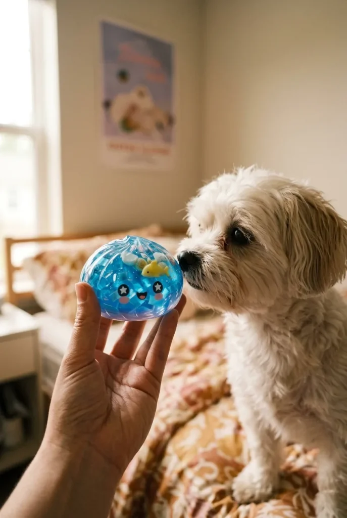 Squishy Dumpling Glitter Ocean Koraalrif met een knuffel