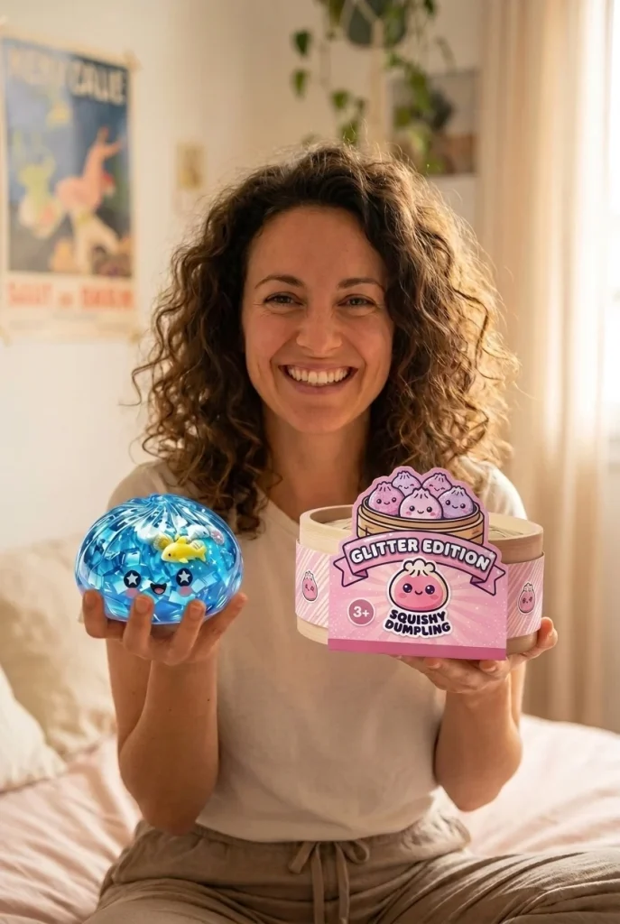 Squishy Dumpling Glitter Ocean Koraalrif met zijn doos
