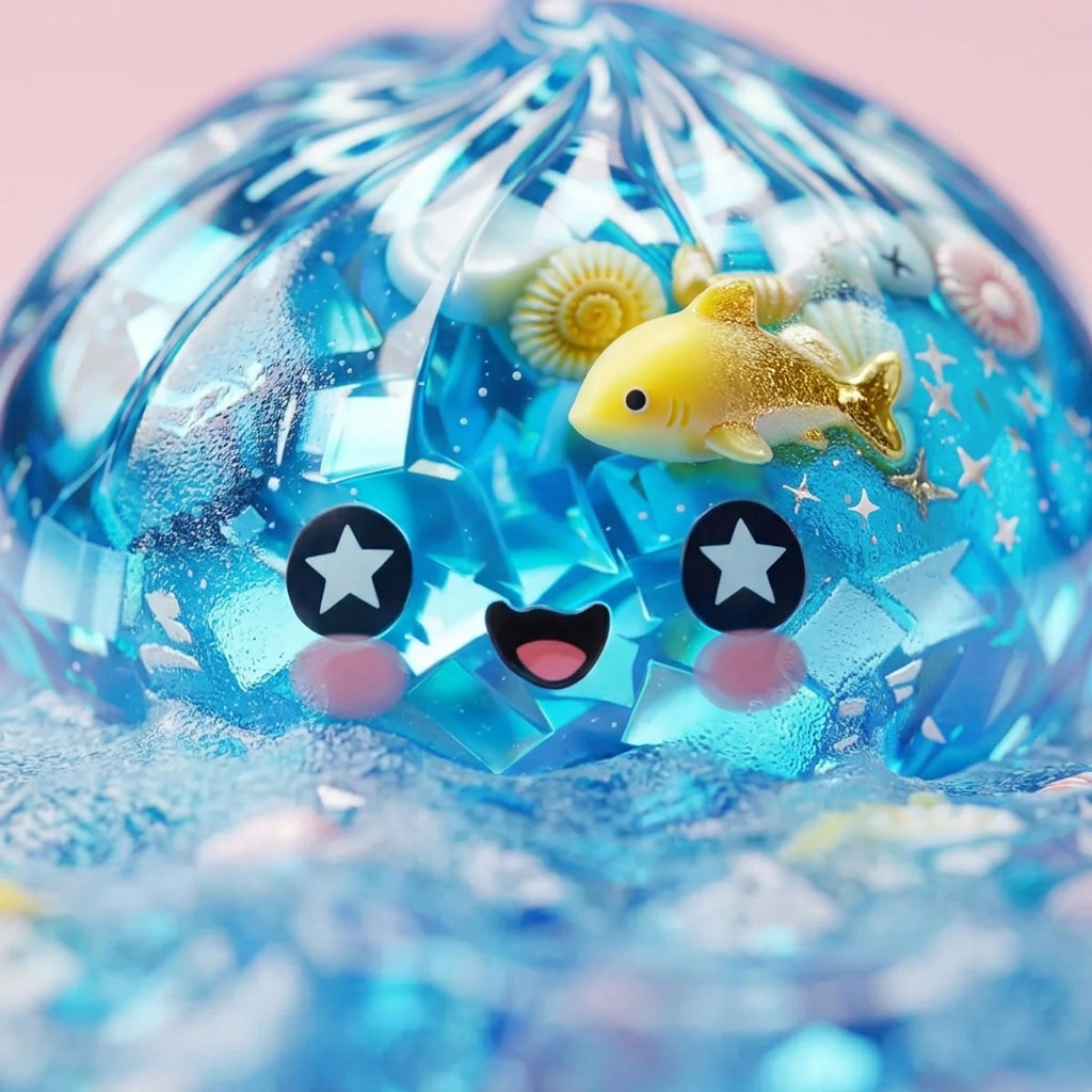 Squishy Dumpling Glitter Ocean Koraalrif — macro-close-up van de textuur