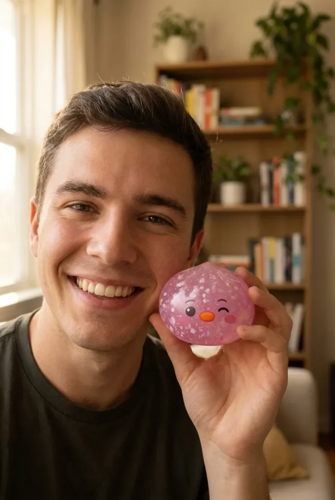 Penguin Dumpling Squishy Candy Roze in het dagelijks leven