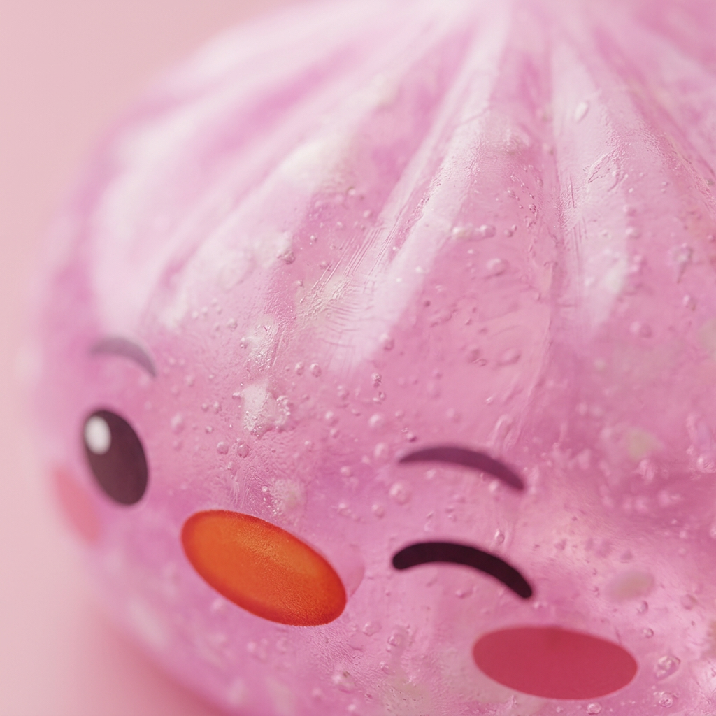 Penguin Dumpling Squishy Candy Roze — macro-close-up van de textuur