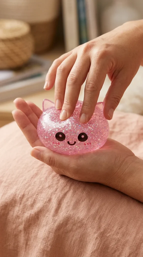 Glitter Dumpling Squishy Eenhoorn Roze tijdens het knijpen