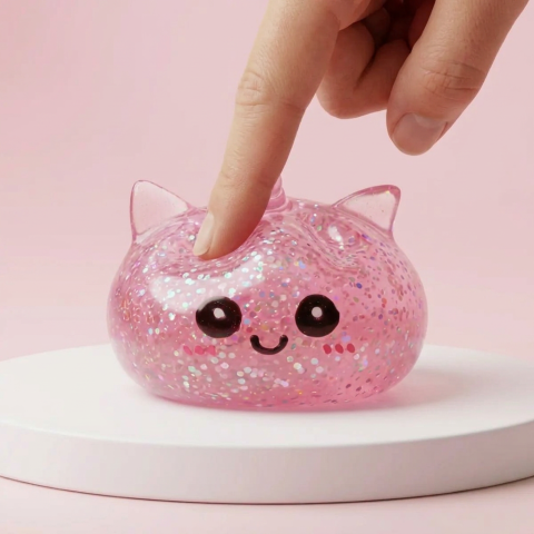Glitter Dumpling Squishy Eenhoorn Roze tijdens het knijpen, zacht materiaal