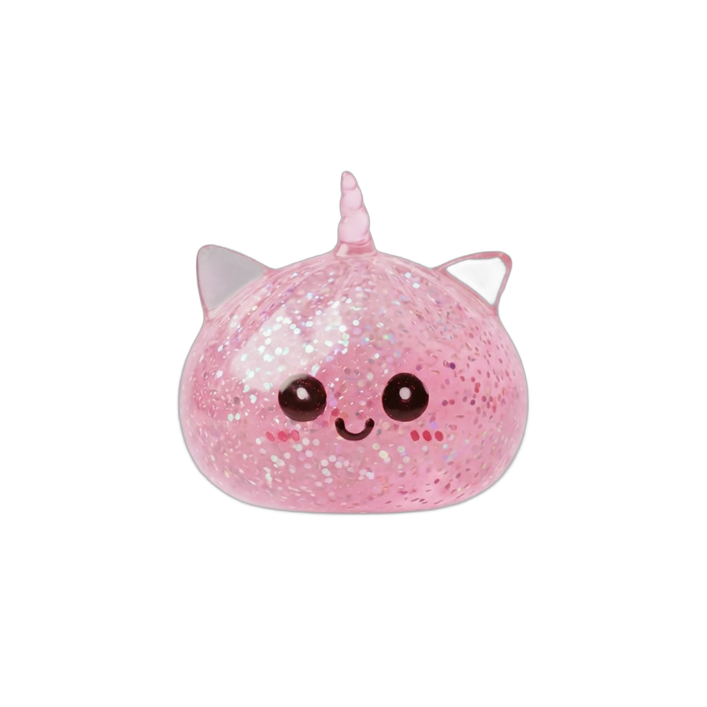 Glitter Dumpling Squishy Eenhoorn Roze tijdens het knijpen, zacht materiaal