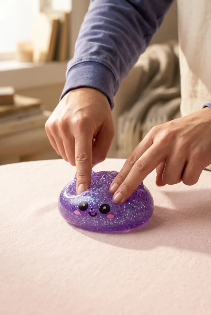 Dumpling Squishy Eenhoorn Glitter Paars tijdens het knijpen