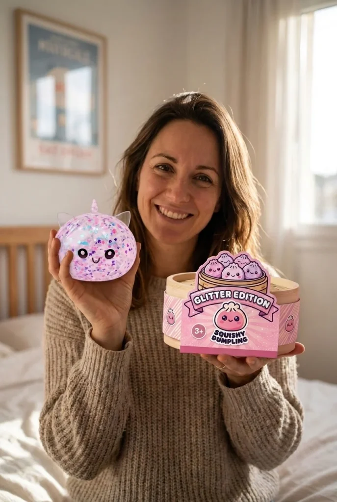 Dumpling Squishy Unicorn Sparkle Wit met zijn doos