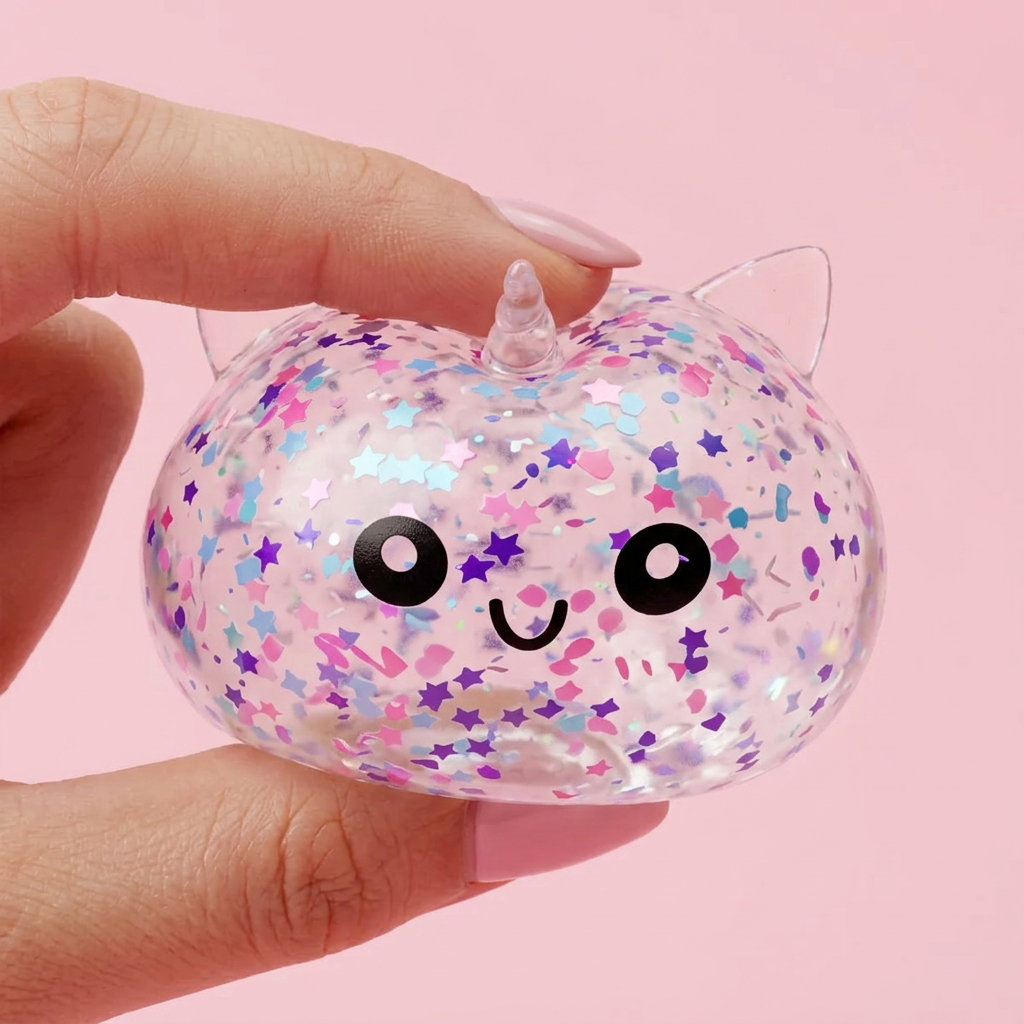 Dumpling Squishy Unicorn Sparkle Wit tijdens het knijpen, zacht materiaal