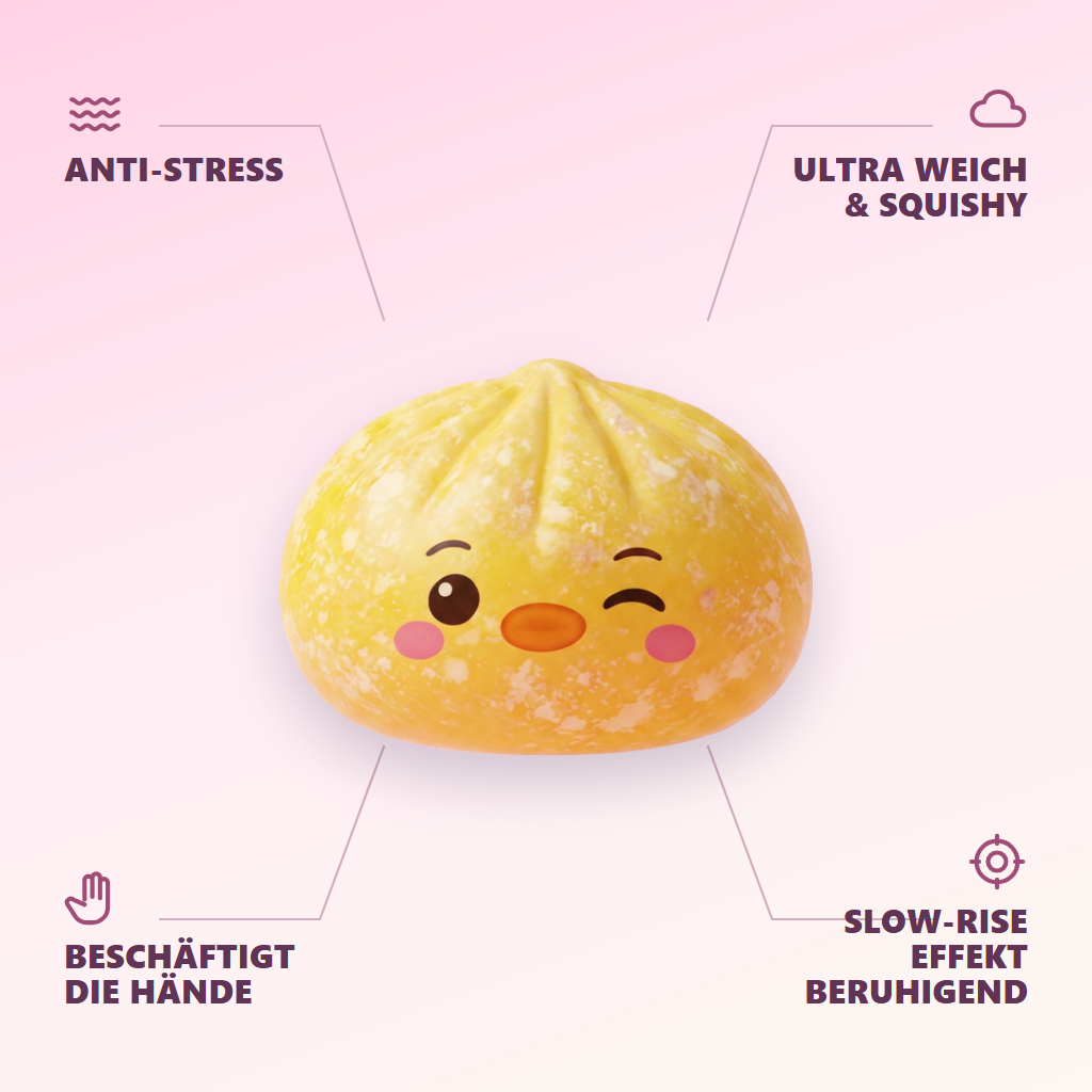 Dumpling Squishy Pinguïn Boterbloemgeel — zijn voordelen