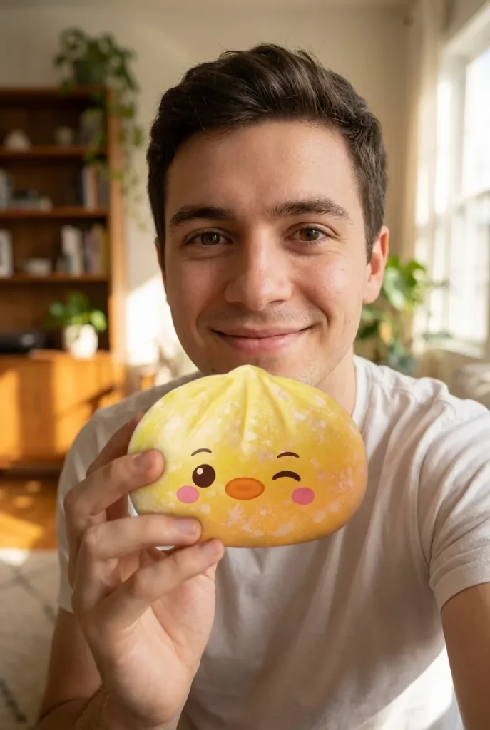 Dumpling Squishy Pinguïn Boterbloemgeel in het dagelijks leven