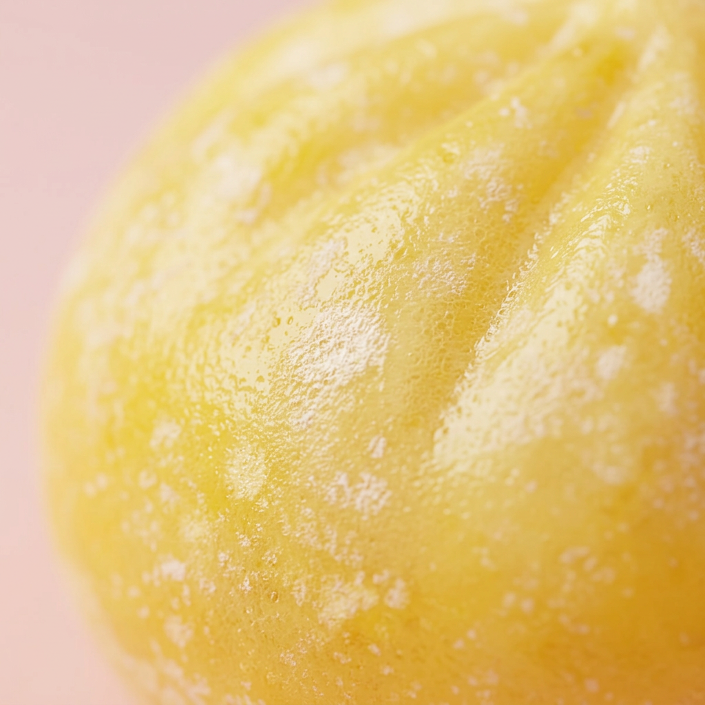 Dumpling Squishy Pinguïn Boterbloemgeel — macro-close-up van de textuur